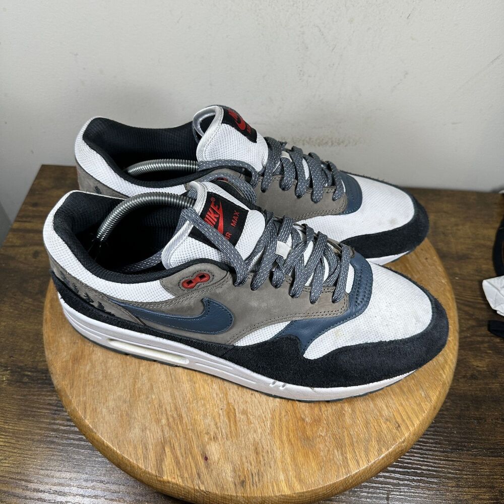 Nike Air Max 1 PRM Shoes Mens Size 12 Gray Black White FJ0698-100 OG Patch Trees
